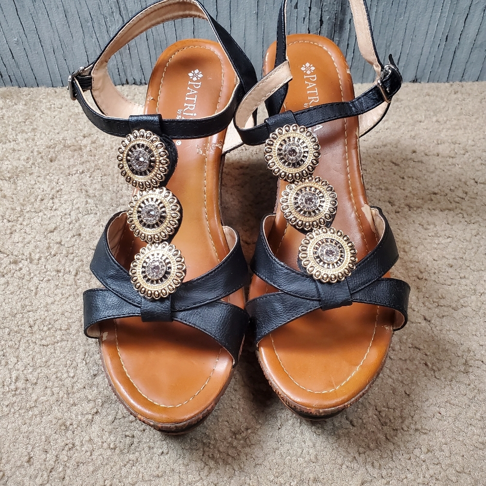 Patricia by Spring Step Satrada-B Medallion Wedge Heel, 41 (U.S. 9.5-10), Black - Picture 4 of 16
